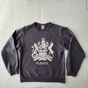 Alberta Coat of Arms Sweatshirt Mens Small Charcoal Grey Graphic Pullover Canada